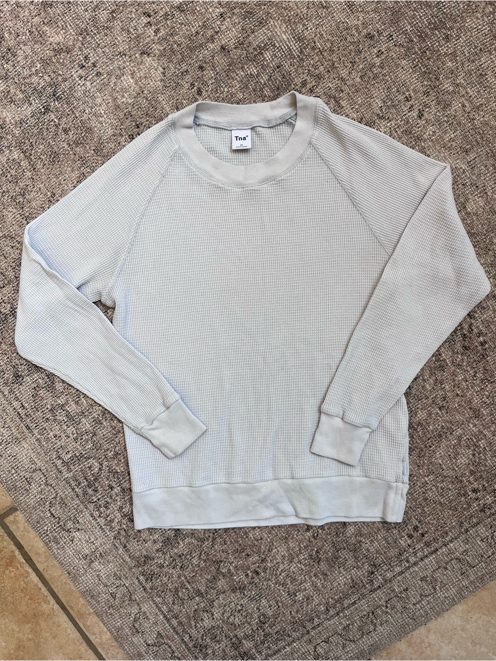 TNA Pale Blue Crewneck Waffle Knit Sweater XS